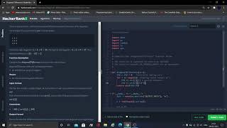 Diagonal difference in hacker solution python3 | hacker rank solution for diagonal difference