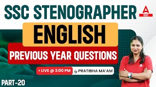 SSC Stenographer 2023 | SSC Steno English By Pratibha Mam | Previous Year Questions 20