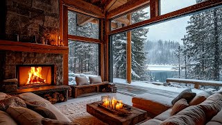 Chilly Winter Morning at Cozy Living Room Ambience with Soothing Piano Music \u0026 Fireplace❄️🔥