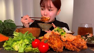 【ASMR】Deep Fried Chicken with Mayonnaise and Cod Roe [Mukbang/Eatingsounds]