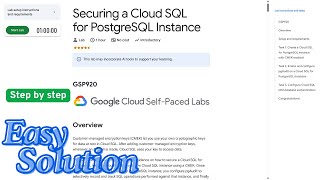 Securing a Cloud SQL for PostgreSQL Instance | #GSP920 | #qwiklabs | #arcade | #solution