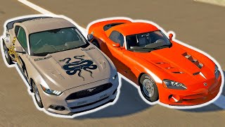 More INSANE Multiplayer DRAG RACING! Mustang Vs Viper! Crazy Crash! - BeamNG MP w/Camodo