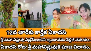 కార్తీక ఏకాదసి పూజ విధానం, శ్రీ మహా విష్ణువు నిద్ర మేలుకుని బృందవనం వెళ్ళు వేల story of mahavishnu 🙏