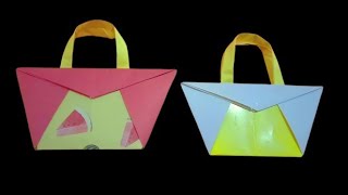 Cara Buat Origami Tas keranjang Belanja | How to make origami Paper Bag | PAPER CRAFT