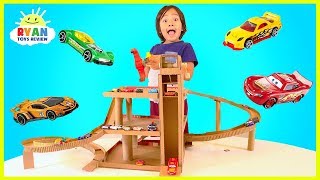 How to Make Cardboard Toy Car Garage Playset with lift for Hot Wheels and Disney Cars