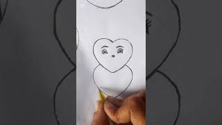 Easy draw a smiley love emoji 💝 #art #drawingtechniques #drawing