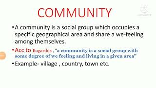 community in sociology (definition,characteristics, type )