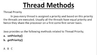 Multithreading Methods Getpriority() setpriority() | getpriority and setpriority Methods In Java