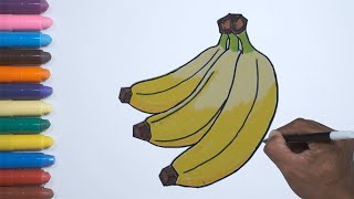 Cara Menggambar dan Mewarnai Buah Pisang Mudah | How to easy Draw Banana