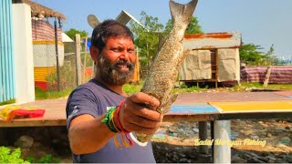 பாலத்தில் இருந்து வலை வீசி பிடித்த பெரிய கெண்டை மீன் #streetfood #seafood