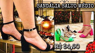 Sandália Feminina Salto Médio Bloco Grosso/@shopee