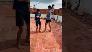 Students doing Silambam with pyramid ❤️