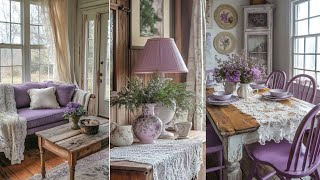 💜🌿VINTAGE PASTEL PURPLE \u0026 LACE DECOR: How to Mix Violet \u0026 Lace Elements for Cottage Winter Makeover