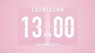 13 Minute Countdown Timer 🌸 Flip Clock with Simple Beeps 🔔