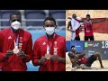 Qatar's beach volleyball duo Cherif Younousse and Tijan Ahmed win the bronze medal at the