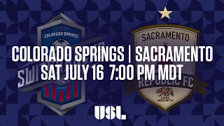 WATCH LIVE: Colorado Springs Switchbacks FC vs Sacramento Republic FC 7-16-16