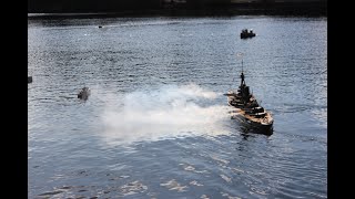 HMS Iron Duke fires broadside