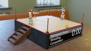 ICRA 2023 Simulated Humanoid Robot Wrestling Competition 1/2 finals, 3rd place game and final