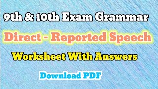 10th grammar direct and indirect speech. 10th reported speech questions @learneasilyhub