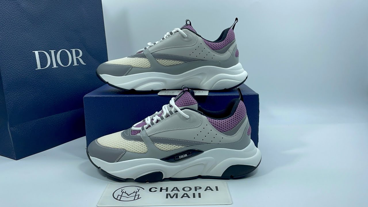 DIOR B22 SNEAKER Cream And Lavender Technical Mesh With Light Green And ...