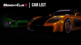 Midnight Club 5 - Car List/Select