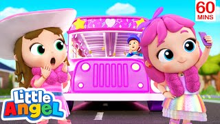 Wheels on the Pink Party Bus + 35 Minutes of Little Angel Kids Songs & Nursery Rhymes