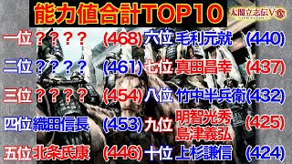 能力値合計ランキングTOP10(ベスト\u0026ワースト)【太閤立志伝5DX】