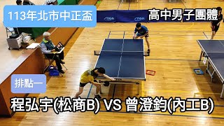 【113年北市中正盃】 高中男子團體賽 排點一 程弘宇(松山家商B) VS 曾澄鈞(內湖高工B) #20241215