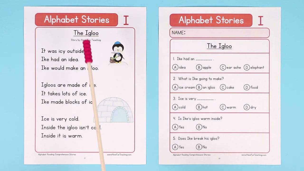 Alphabet Stories Letter I Reading Comprehension Worksheet - YouTube