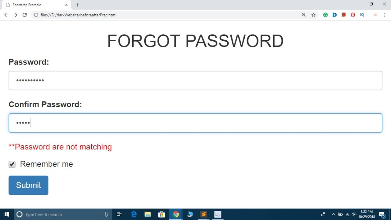 Password does. Confirm password. Password confirmation. Confirm password Error. Confirm your password.