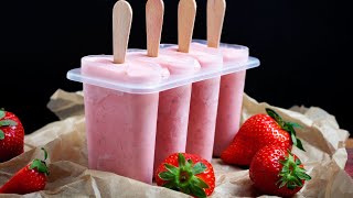4 Ingredient Easy Homemade Popsicle Recipe - Strawberry Cream