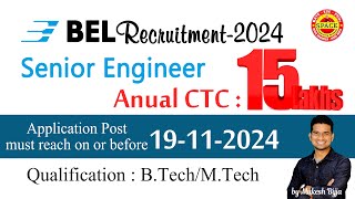 BEL Recruitment 2024| Senior Engineer| SPACE Engg. Academy | Mukesh Bijja| 9848485698