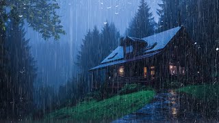 Goodbye Insomnia With Heavy RAIN Sound | Rain Sounds On Old Roof In Foggy Forest At Night, ASMR