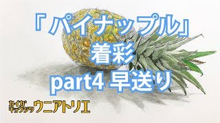 水彩画のコツ「パイナップルの描き方」part4早送り【着彩】How to paint! [pineapple]