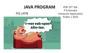 Java Program: Pig Latin