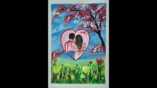 Valentine Romantic Couple painting using Acrylic colors l Valentine's Day drawing step by step