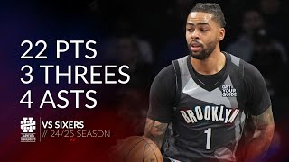 DAngelo Russell 22 pts 3 threes 4 asts vs Sixers 24/25 season