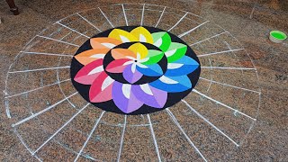 Newyear rangoli |3d ரங்கோலி| கலர் கோலம்| பொங்கல் கோலம்|3d rangoli designs |rangoli |p square rangoli