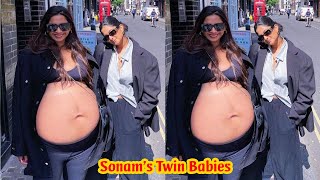 Sonam Kapoor flaunting her Twins Big Baby Bump before her Delivery in Hospital with friends