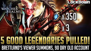 WOR: 5 Good Legendary Pulls! 90 Day Old Account! Viewer Summons for Brettland - Watcher of Realms