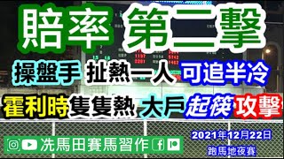 操盤手全面傾側一人，間接令幾位騎師足以出半冷.../霍利時隻隻熱，大戶已在個別場次部署起筷攻擊!!!--《賠率第二擊》2021年12月22日跑馬地夜賽