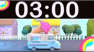 3 Minute Timer Countdown with Music for Kids Ice Cream Truck \u0026 Rainbow!