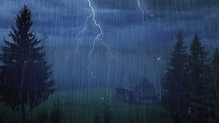 💤 Instant Deep Sleep with Heavy Pouring Rain \u0026 Very Loud Thunder Sounds on Roof in Forest