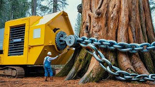 Extreme Dangerous Fastest Big Chainsaw Cutting Tree Machines | Monster Stump Removal Excavator #102