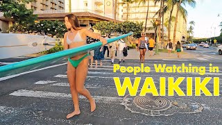 WALKING WAIKIKI | People Watching on the Street and Beach in Waikiki [HAWAII PEOPLE]