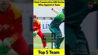 Most Consecutive ODI Series Wins Against A Team 🤔 Top 5 Team 🔥 #shorts #teamindia