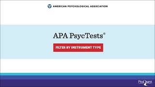 APA PsycTests - Filter Instruments by Type on ProQuest