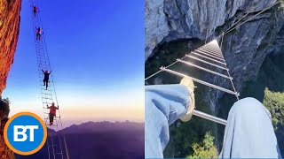 This giant ladder is suspended 5000 feet in the air