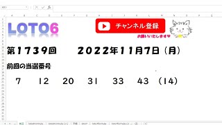 予想数字第1739回LOTO6ロト６2022年11月7(月)HiromiTV