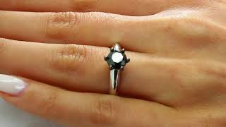 1.55 CT BLACK ROUND DIAMOND ENGAGEMENT RING 10K WHITE GOLD